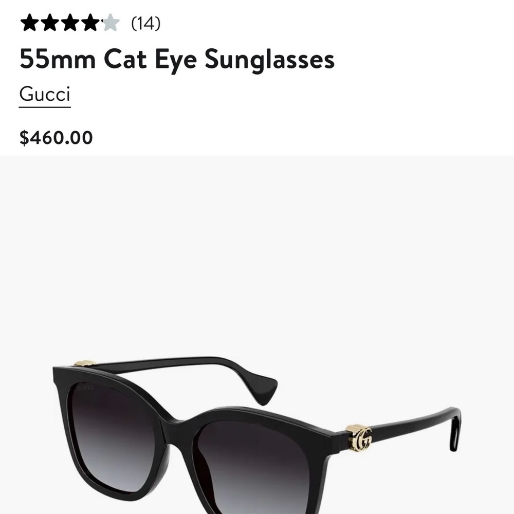 (Sold) Gucci Black Cat Eye Sunglasses with Gold Accents - Picture 1 of 5